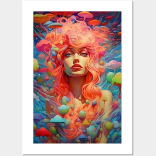 Trippy Female Portrait Posters and Art